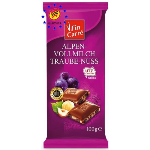 Молочний шоколад "Fin  Carre. Milk chocolate with raisins and hazelnuts", 100 г
