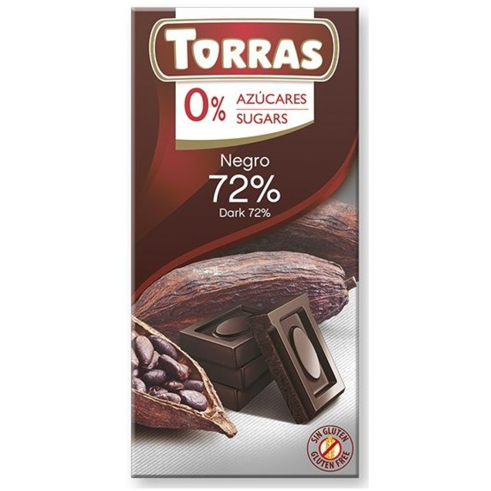Чорний шоколад Torras Negro 72% Dark, 75 г