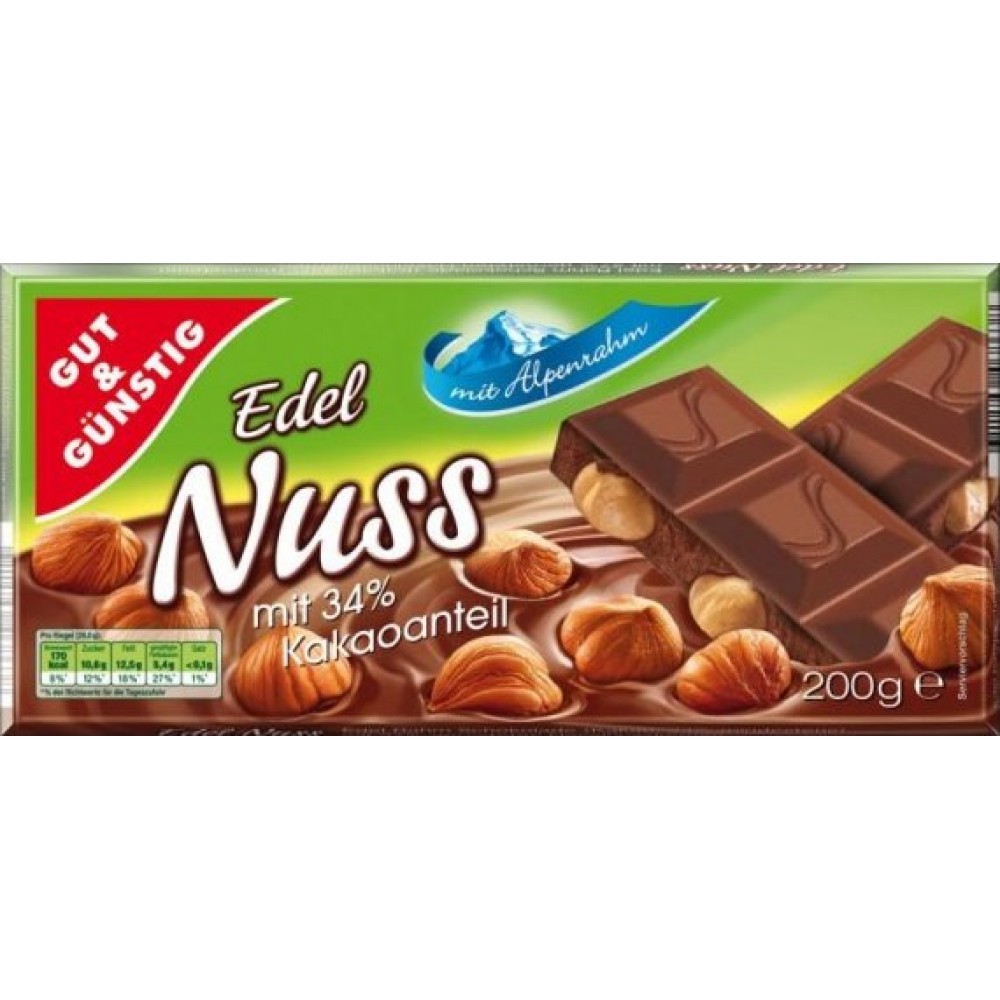 Молочний шоколад "Edeka Edel Nuss", 200 г