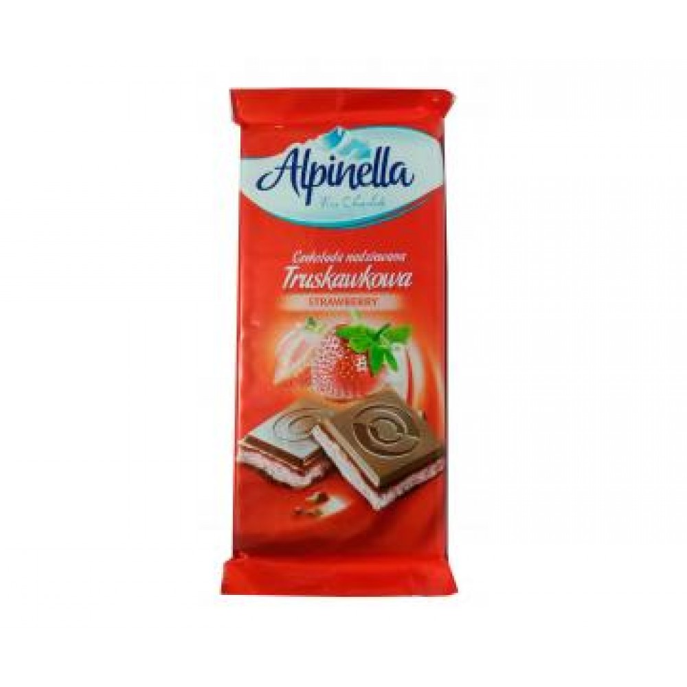 Шоколад молочний  з полуничною начинкою "ALPINELLA" 90 г