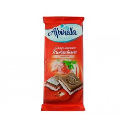 Шоколад молочний  з полуничною начинкою "ALPINELLA" 90 г