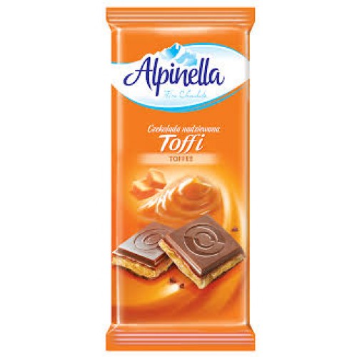 Шоколад молочний  з начинкою тофі "ALPINELLA" 90 г