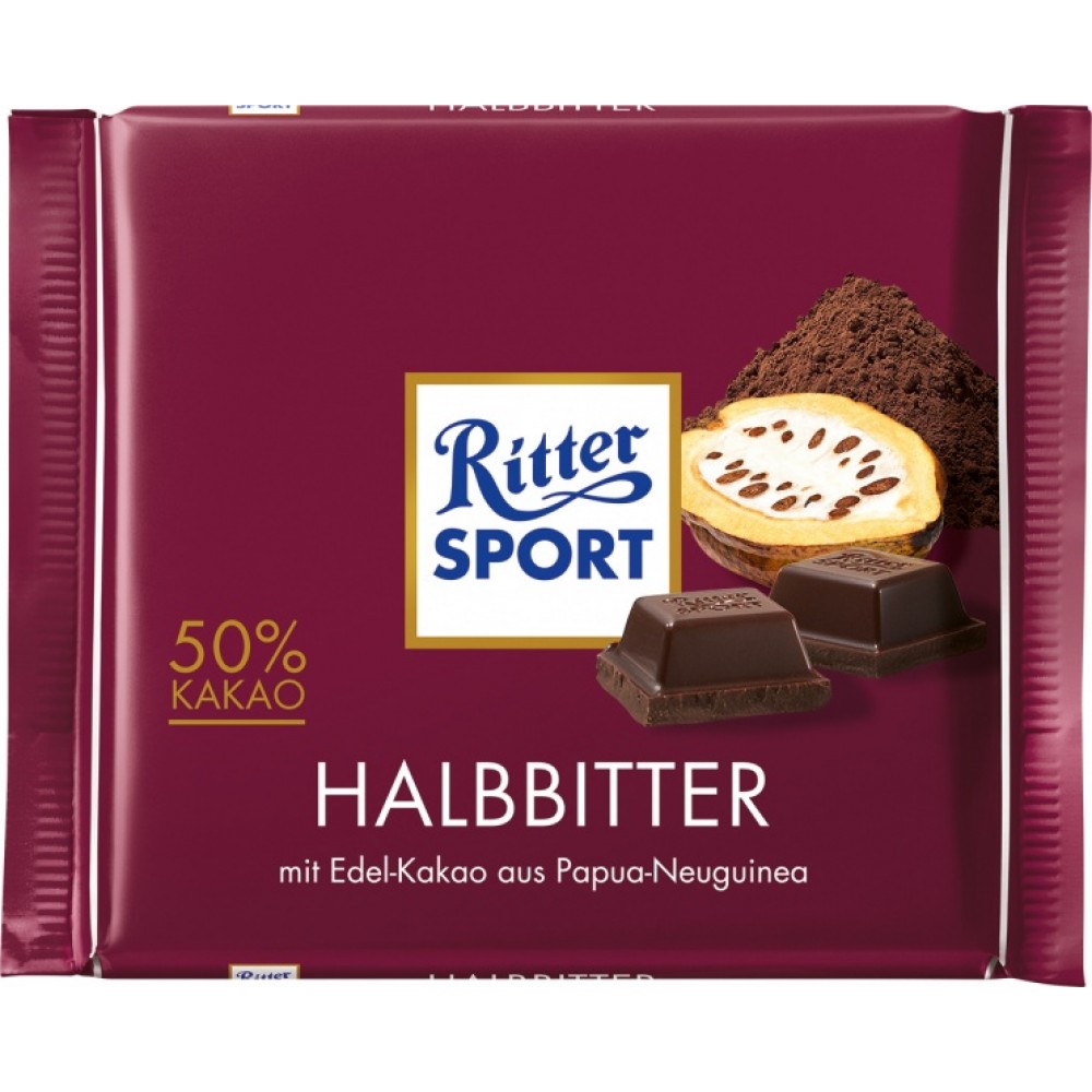 Молочний шоколад "Ritter Sport halbbiter ", 100 г